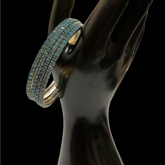 Set Of Five Gold Turquoise Bangles - Picture 6 of 12